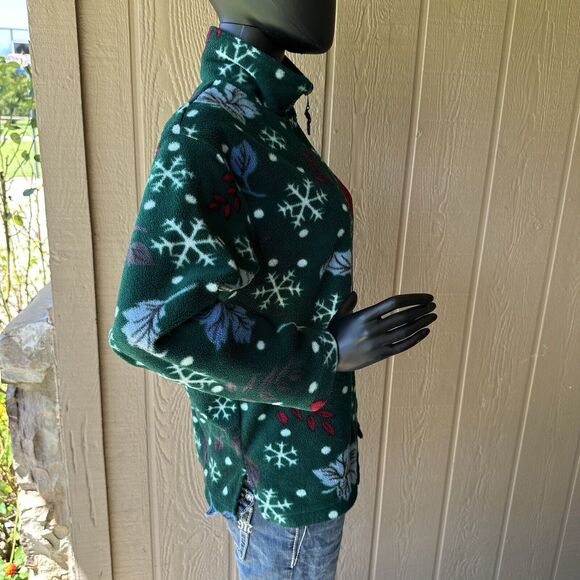 Lavon Holiday Winter Pattern Pullover Womens Petite Small 1/4 Zip Fleece Leaf - Picture 3 of 5